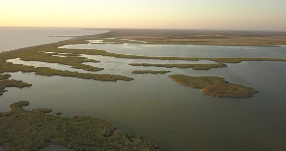 Aerial View of Tuzly Estuary National Nature Park Near By Black Sea Coast, Ukraine alt