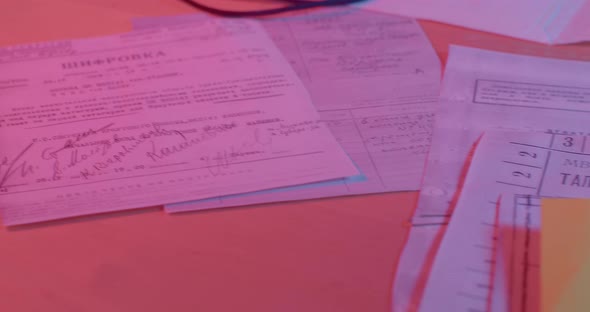 Secret Documents Russian Inscription Cipher Documentation Materials Table alt