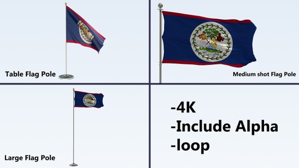 Belize Flag Pole Pack 4k-Loop alt