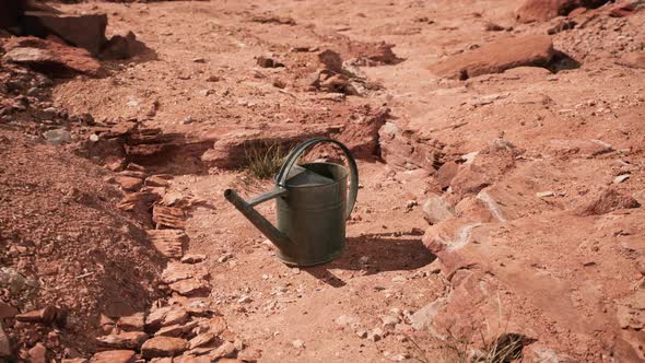 Beverage Can in Sand and Rocks Desert alt
