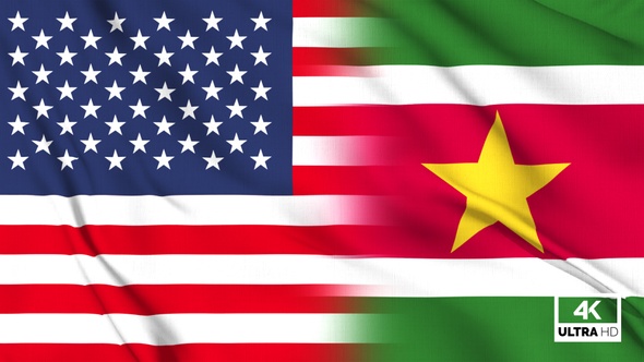 USA And Suriname Flag Waving Slowly Looped alt