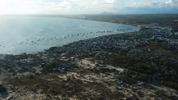 Mui Ne Beach Resort Town, Fishing Village And Seascape From The Peak Of Peninsula In Vietnam. - aeri alt