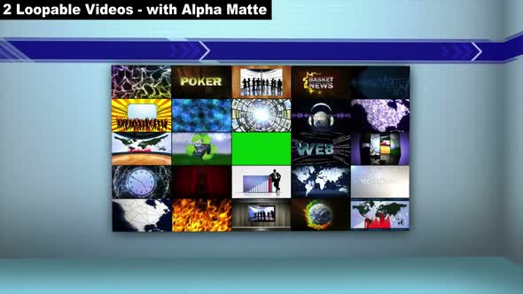 Monitors in Room with Green Screen Package