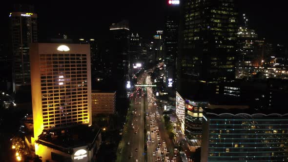 Ungraded Aerial Footage of A City at Night With Traffic