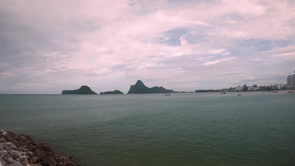 Looking from the bay at the water in Thailand. (slow motion - Angle 001) alt