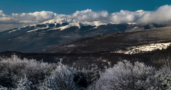 Time lapse of snowy mountains