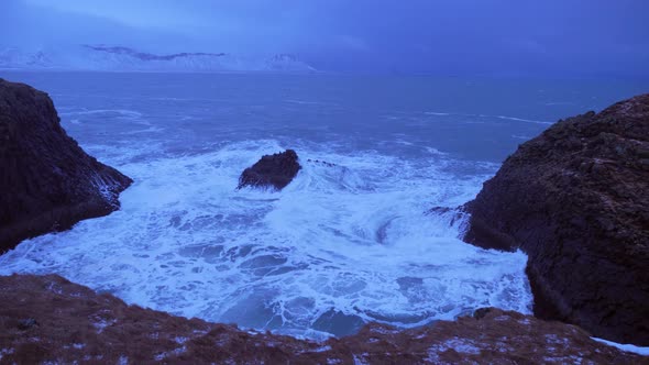 Iceland Rough Ocean Water Crashes Against Large Cliffs In Arnarstapi 5