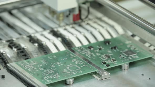 Production of Electronic Board. Close-up. alt