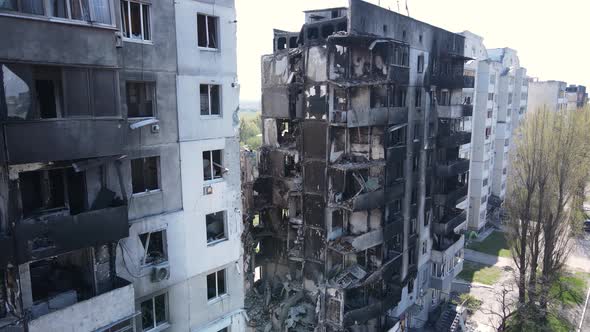 Consequences of the War  Ruined Residential Building in Borodyanka Ukraine alt