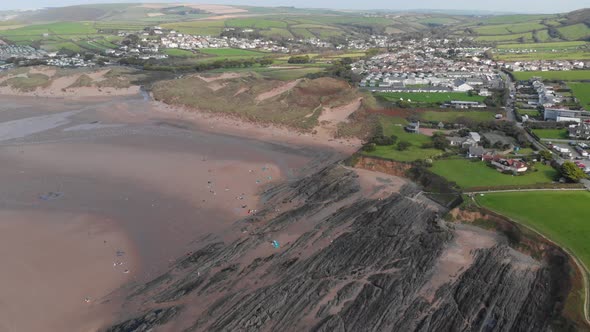 Aerial View Croyde Beach And Village North Devon Colour Graded