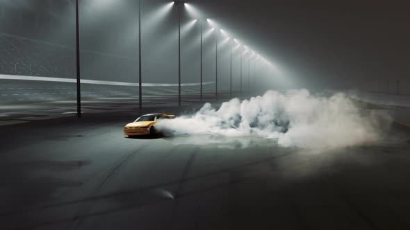 Drifting race car burnout with lots of smoke. Victory burn, speed, fast 4k