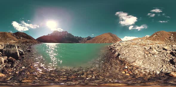 VR Gokyo Ri Mountain Lake at the Winter Season alt