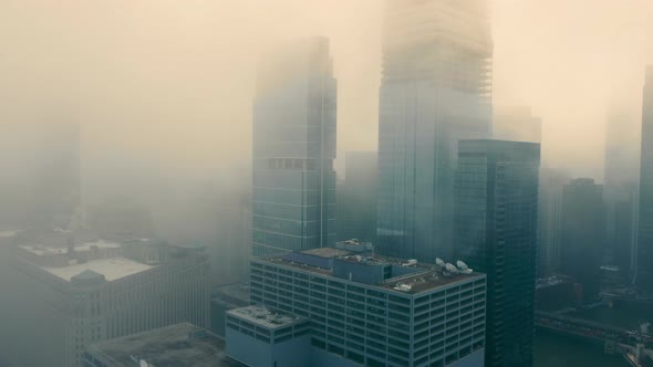 Aerial View Chicago on a Foggy Day alt