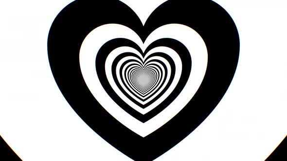 Black White Heart Tunnel Gothic Shape Fast Moving Optical Illusion - 4K alt