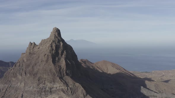 Aerial ungraded view of Brianda mount in Rebeirao Manuel in Santiago island in Cape Verde