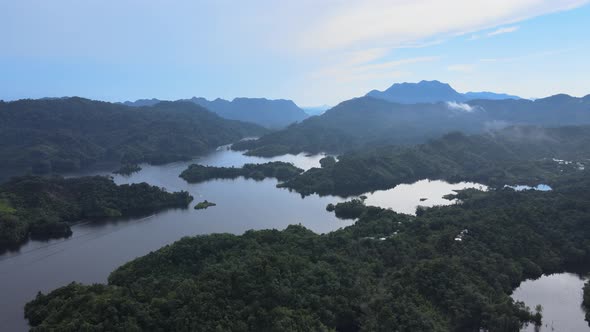 Aerial view of New Zealand Fjords alt