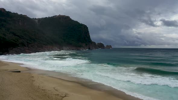 Storm at Sea Filmed on a Drone Alanya Turkey 4 K alt