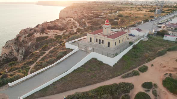 Aerial View of Ponta Da Piedade Lighthouse in Lagos Town Algarve Portugal alt