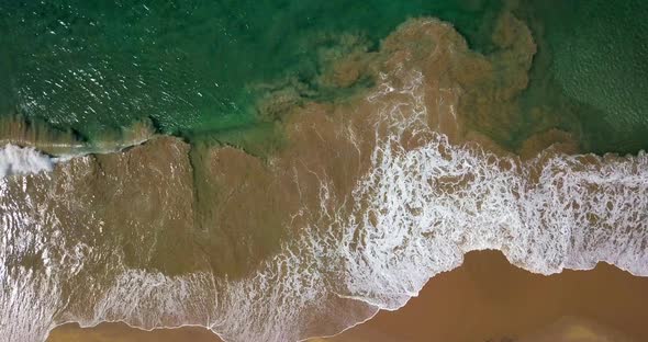 Tropical Landscape of Sand Beach and Sea Waves Rolling in