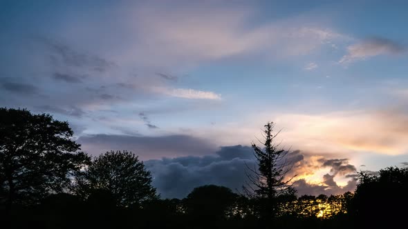 Time Lapse. Sky and Clouds After Sunset.