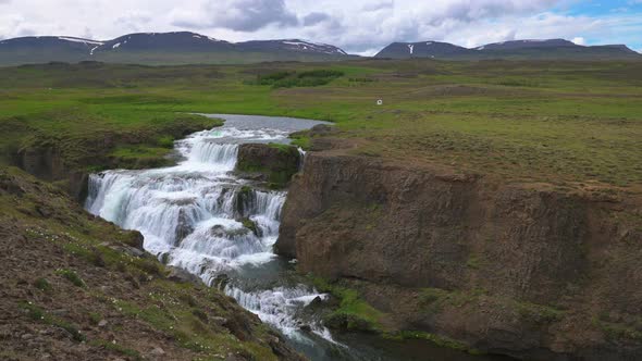 Reykjafoss Waterfall in Skagafjordur, Iceland alt