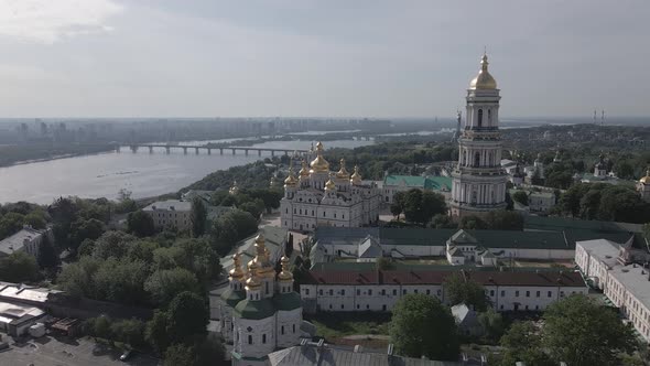 Kyiv Pechersk Lavra. Slow Motion. Aerial View, Flat, Gray alt