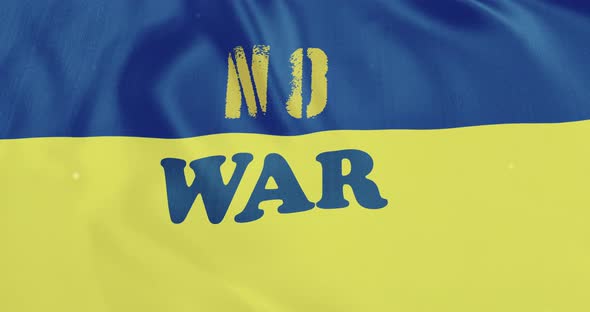 Ukraine Flag Waving Animation with No War Text