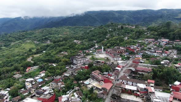 Cuetzalan City Aerial Drone View in Mexico