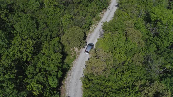 Car On Gravel Forest Road