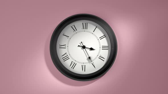 Clock Face On Rosy Rose Pink Wall