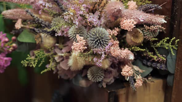 Dried Globe Thistle in a Bouquet