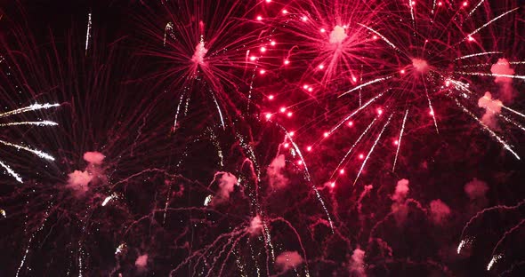 Fireworks show against the background of the night sky alt