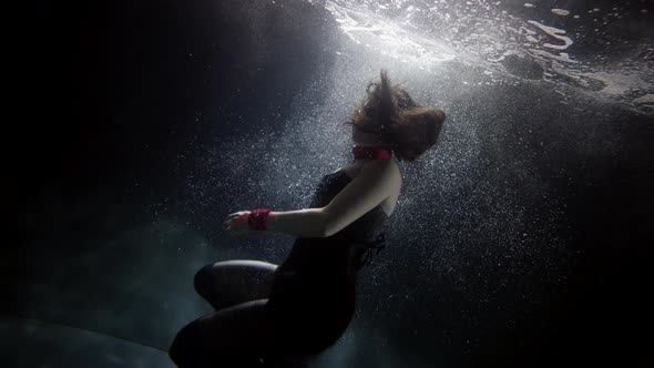 Sexy Woman Is Posing Underwater Fashion Model Subaquatic Shot alt