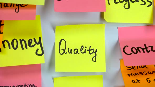 Sticker with Word Quality on the Board with Different Sticker alt