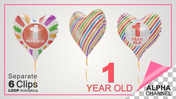 1st Birthday Celebration Heart Shape Helium Balloons