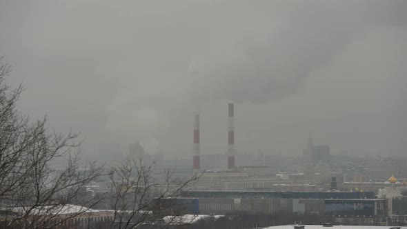 View of the Winter Landscape of the City of Moscow From the Observation Deck