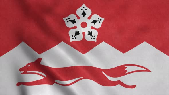 Leicestershire Flag England Waving in the Wind Sky and Sun Background alt