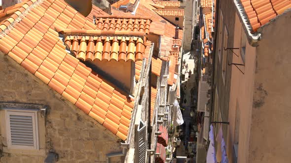 People Travel Old Town Medieval Stairs, Mediterranean Dubrovnik City, Croatia