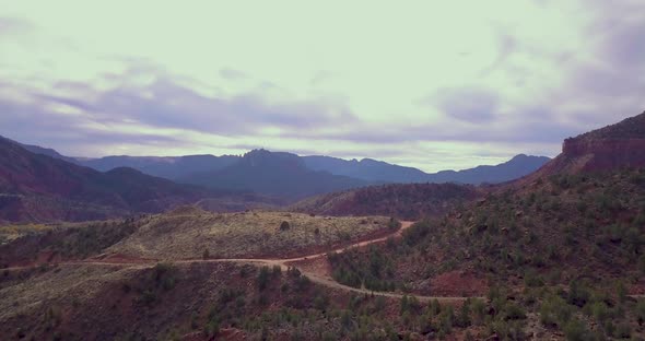 Rise over the edge of Zion National Park in Utah. Shot outside park boundary. alt