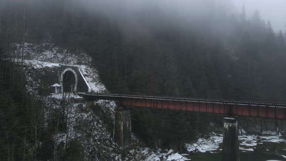 Reinforced Concrete Bridge Over The Prut Waterfall In The Carpathians alt
