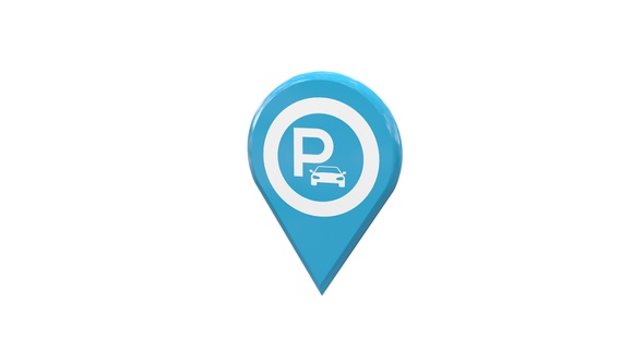 3D Blue Map Location Pin With Parking Area Icon V11 alt