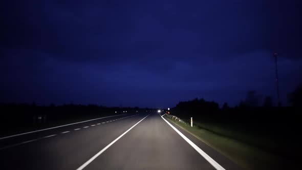 Rural Road Travel at Night, time-lapse alt