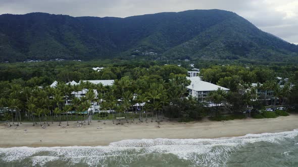 Aerial, Beautiful View On A Beach Of Palm Cove, Cairns In Queensland, Australia