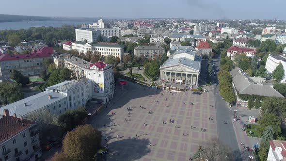 Aerial of buildings near Theatre Square alt