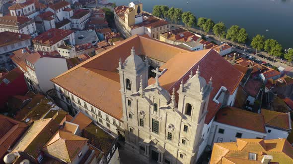Porto in Portugal, aerial drone cityscape view 4k alt