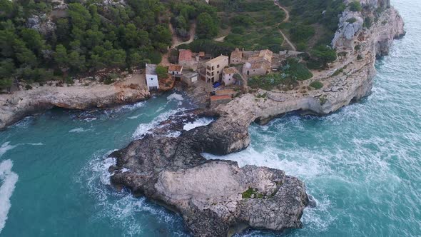 Flight Over Beautiful Seashore at Mallorca