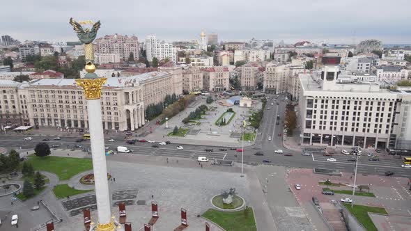 Kyiv, Ukraine in Autumn : Independence Square, Maidan. Aerial View alt