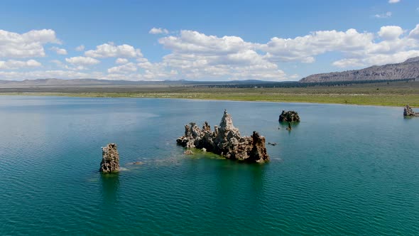 Aerial View of Mono Lake with Tufa Rock Formations During Summer Season, Mono County alt