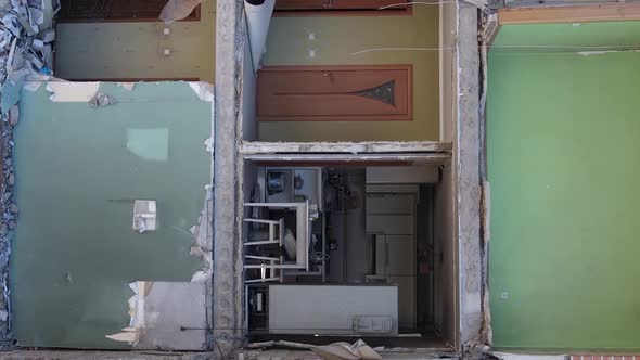 Vertical Video of a Destroyed Building in Borodyanka Ukraine alt