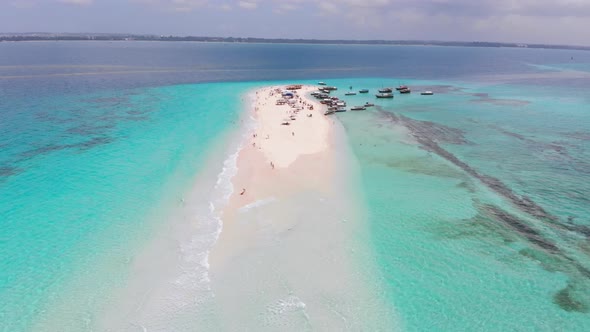 Aerial View of the Paradise Disappearing Island of Nakupenda in Zanzibar Africa alt